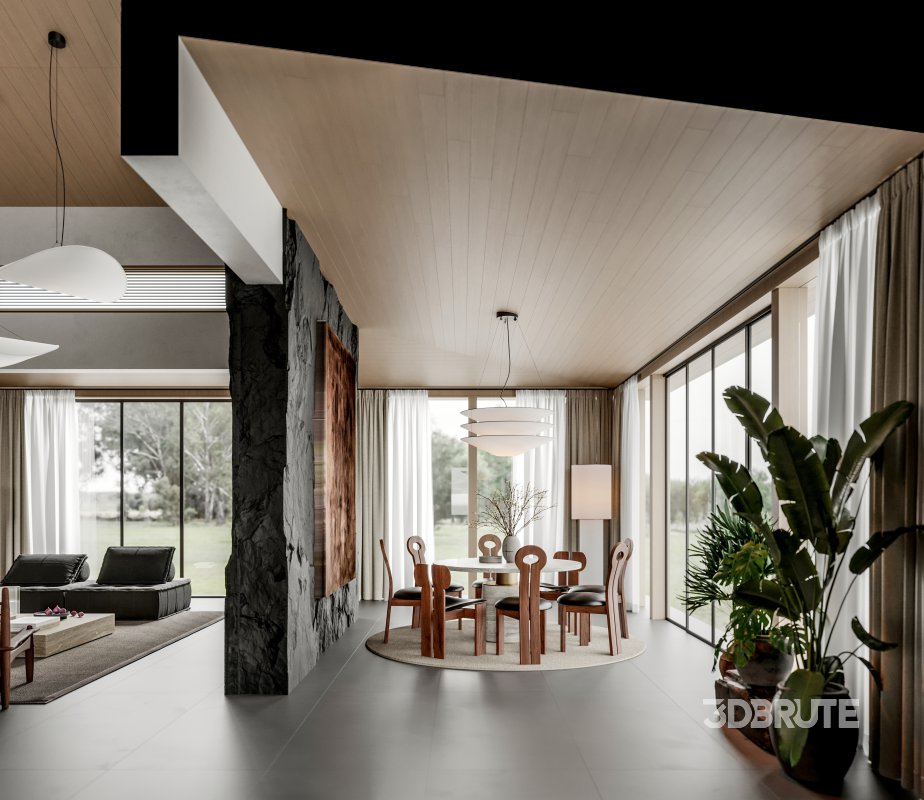 Living Room Dining Room Office Image 7