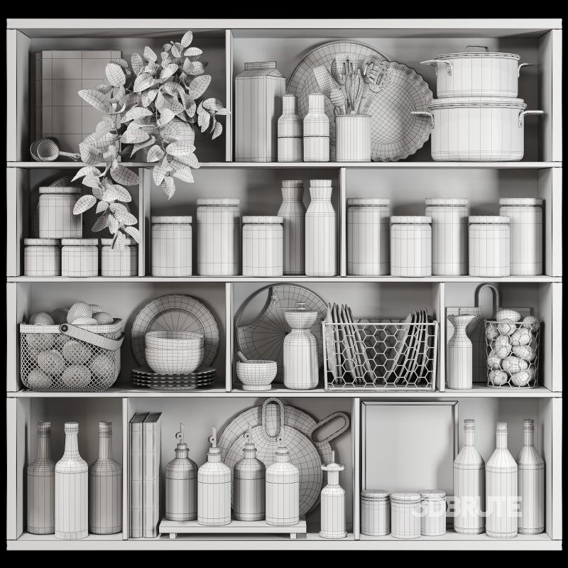 Modern Wooden Kitchen Shelf with Accessories 20 Image 6