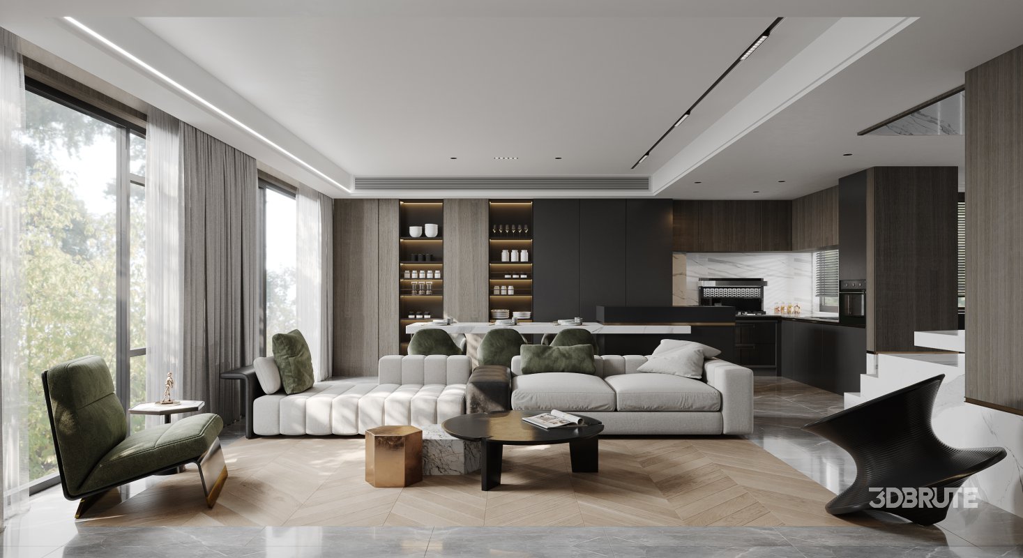 Living Room Dining Room Kitchen Image 6