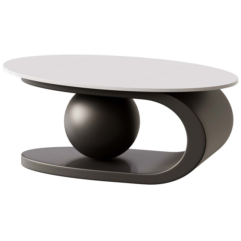 Oval White Coffee Table Low Furniture For Home Image 5