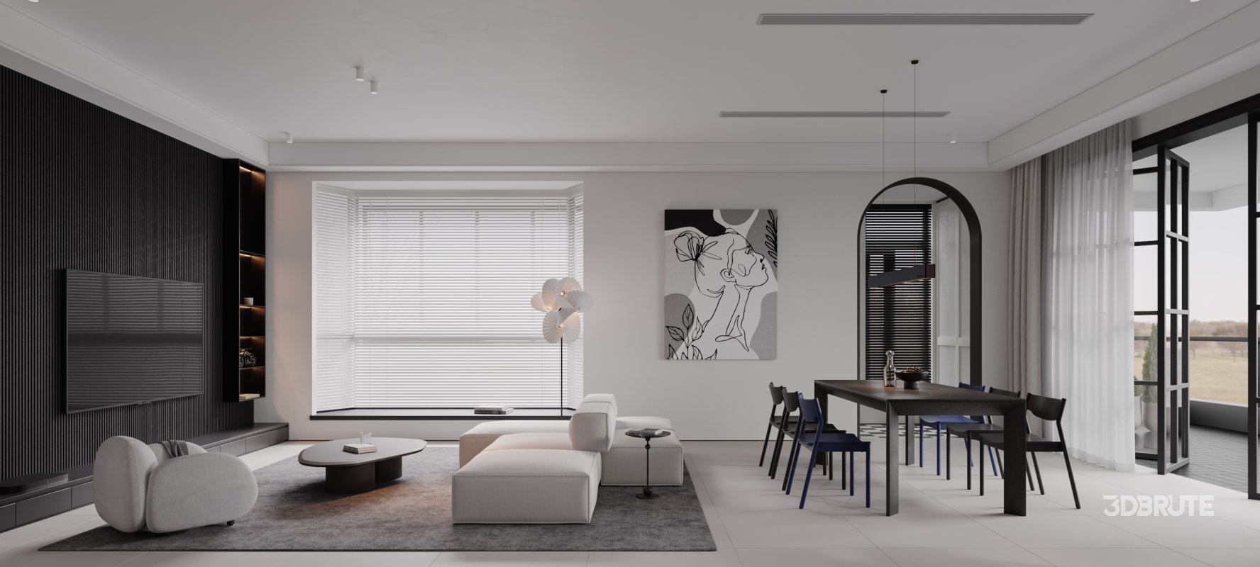 Living Room Dining Room Kitchen Image 6