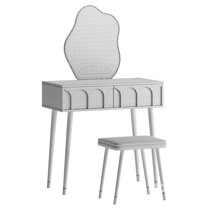 Ensemble coiffeuse avec tabouret et miroir Carmell Image 13