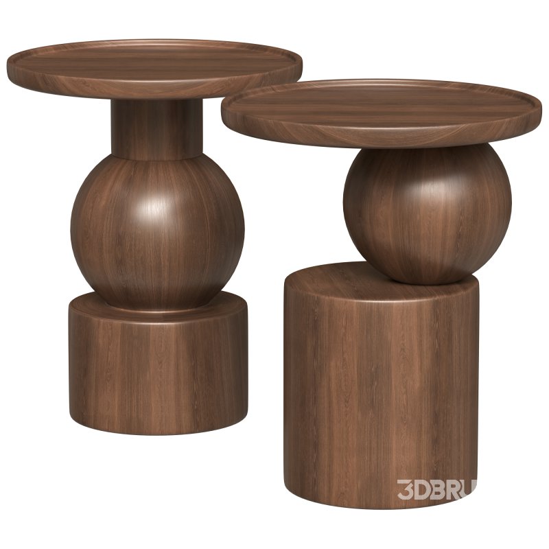 Round walnut side table Image 3