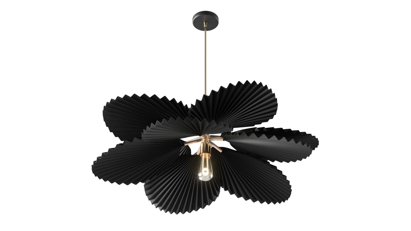 Brown Pleated Flower Palm Leaf Pendant Light Image 2
