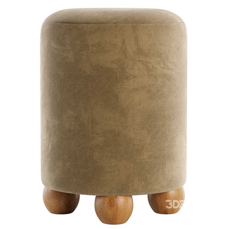 Pouffe with Ball Feet, Mohair Image 3