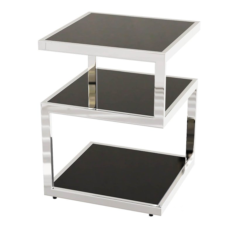 Contemporary Black Glass Side Table Image 1