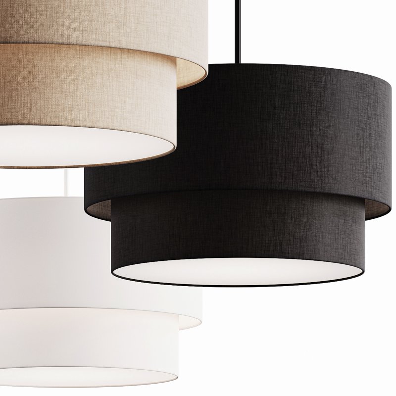 Modern Suspension Dual Drum Fabric Light Image 2