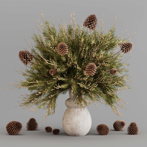 Winter pine fruit vase
