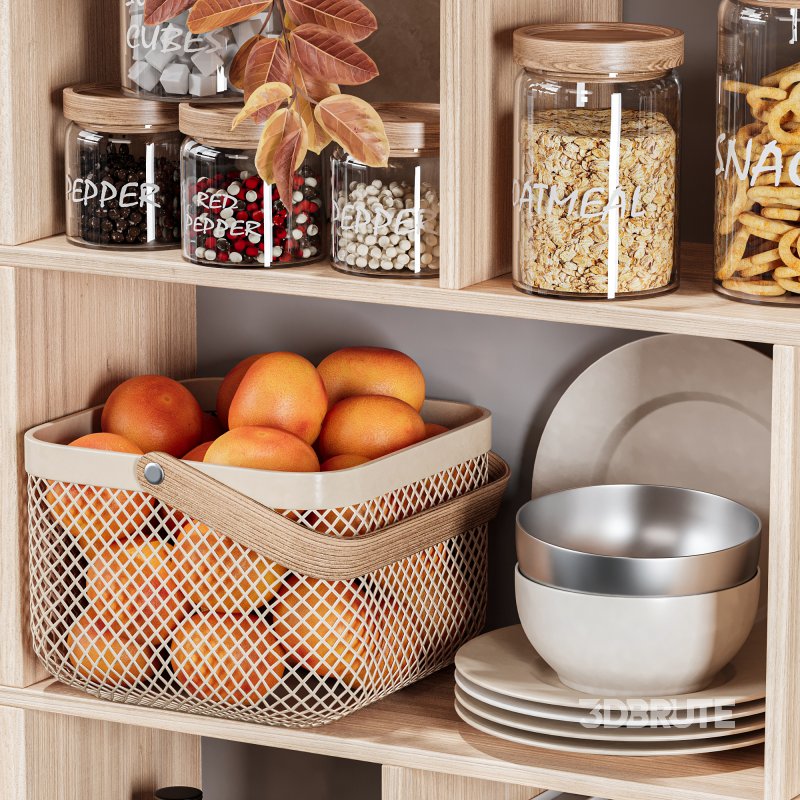 Modern Wooden Kitchen Shelf with Accessories 20 Image 3