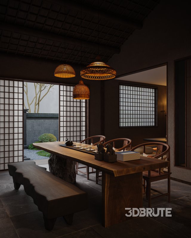 chinese courtyard tea room Image 4