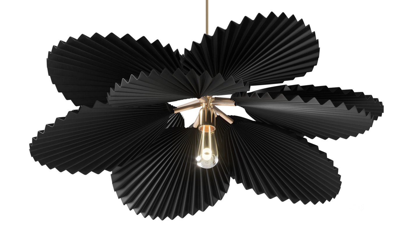 Brown Pleated Flower Palm Leaf Pendant Light Image 6