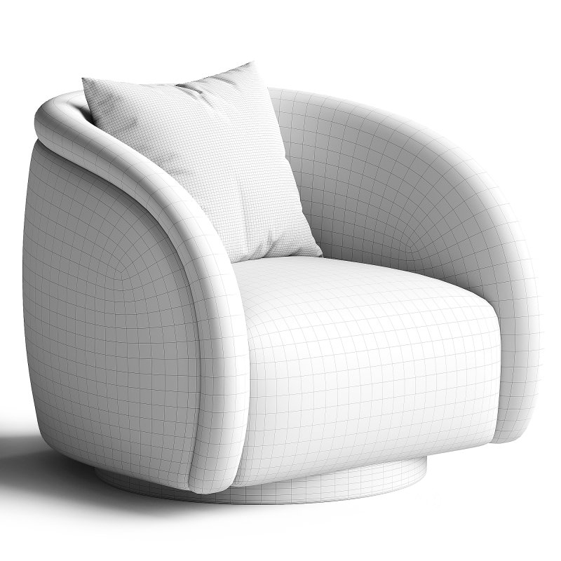 Swivel Armchair In Boucle Fabrics Brushed Brass Base Image 2