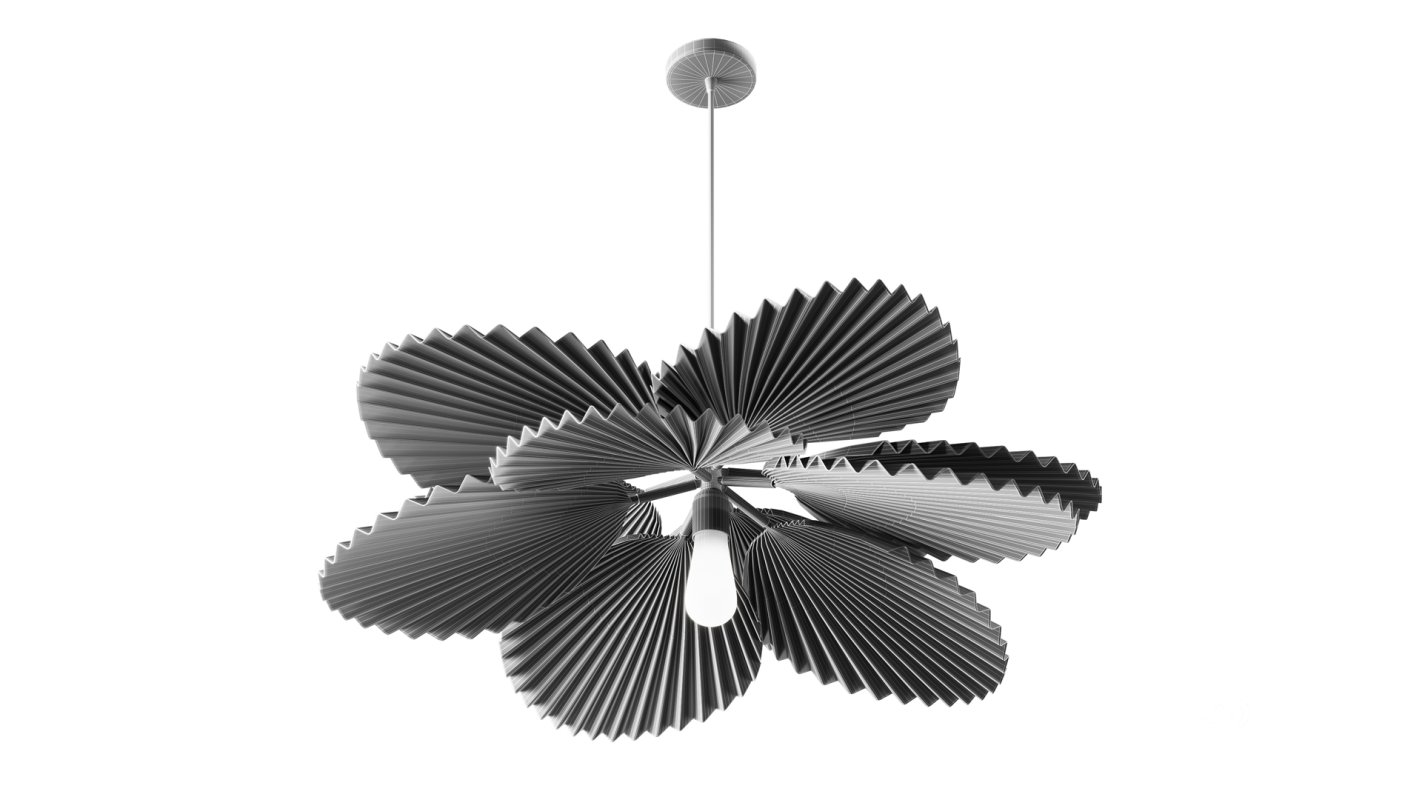Brown Pleated Flower Palm Leaf Pendant Light Image 7