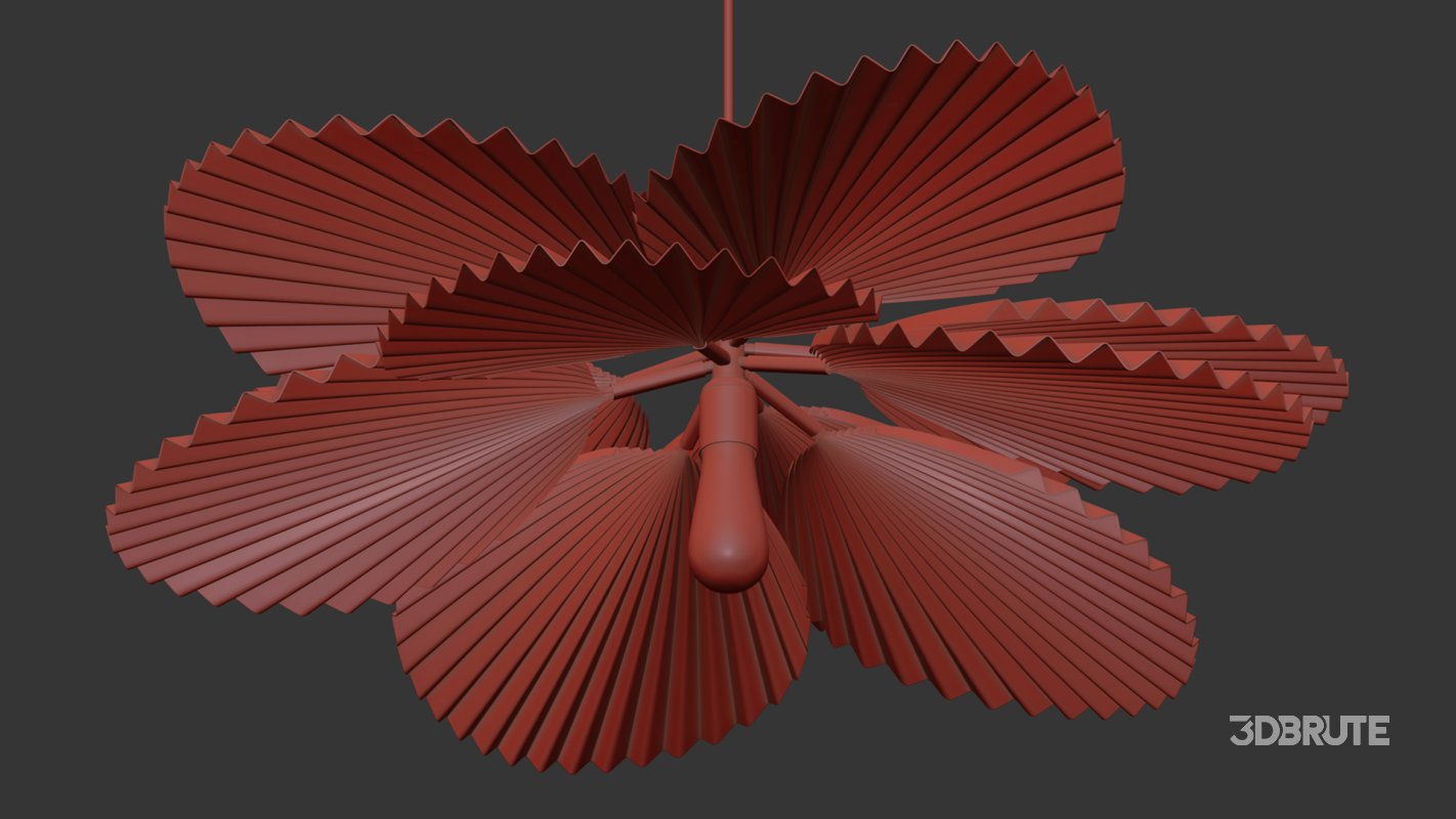 Brown Pleated Flower Palm Leaf Pendant Light Image 12