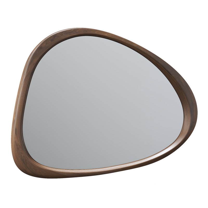 Asymmetrical Walnut Wood Mirror Image 1