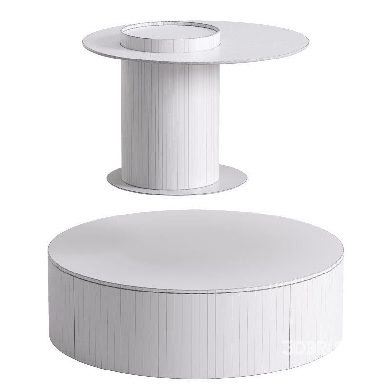 Anita Round Wooden Coffee Table Set Image 2