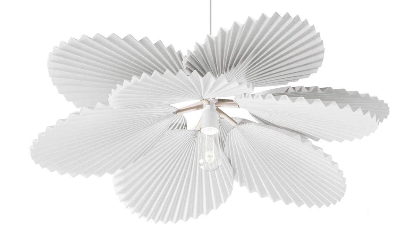 Brown Pleated Flower Palm Leaf Pendant Light Image 3