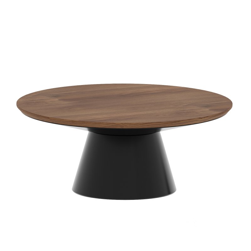 Black Metal Pedetal Base With Brown Wood Top Coffee Table Image 5
