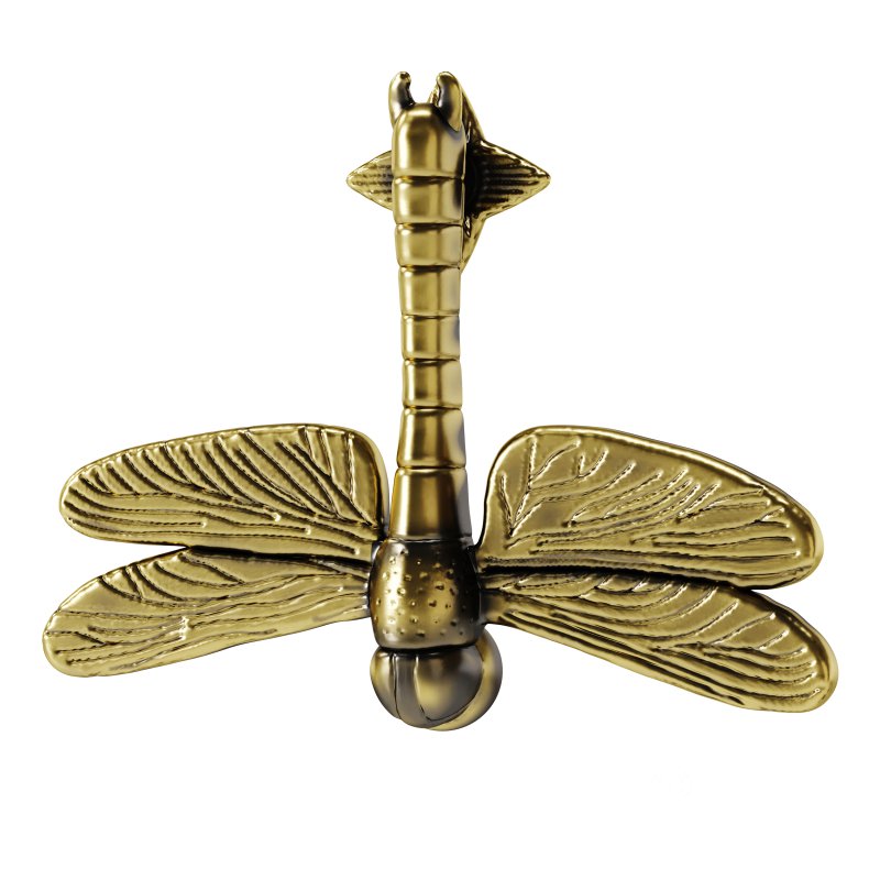 Antique Brass Dragonfly Design Front Door Knocker Vintage Style Image 3