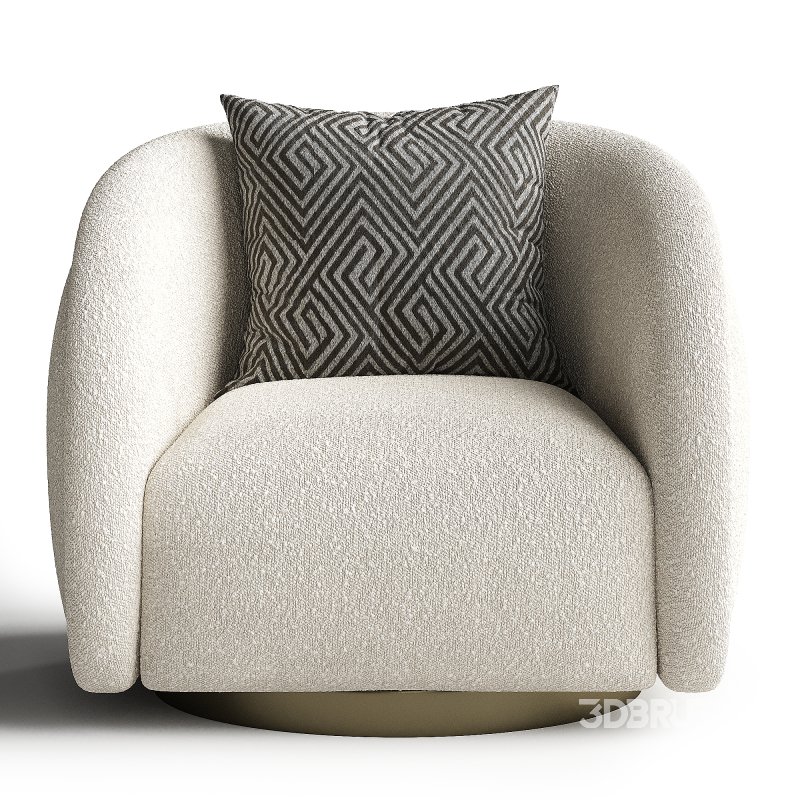 Swivel Armchair In Boucle Fabrics Brushed Brass Base Image 4