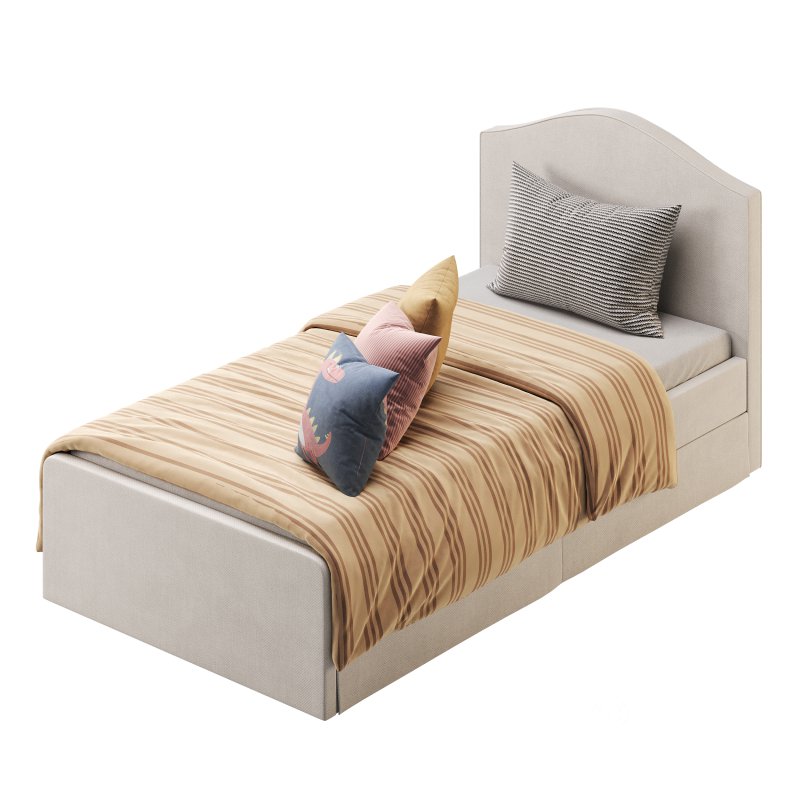 Upholstered bed frame Kilanda light beige Luroy Standard Single Image 4