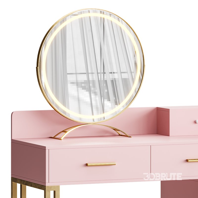 Bureau de coiffeuse avec tabouret et miroir DEL Grosmark Image 11