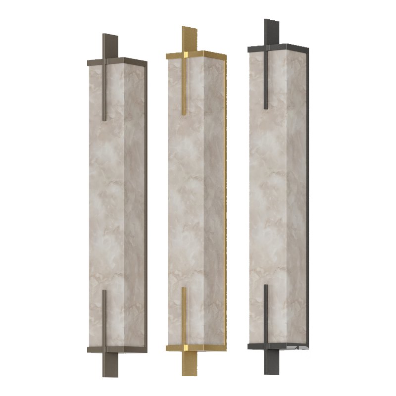 Modern Luxury Full Copper Marble Rectangle LED Wall Sconce Image 4