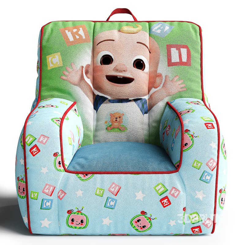 Cocomelon Square Blue Polyester Beanbag Chair for Kids Image 3