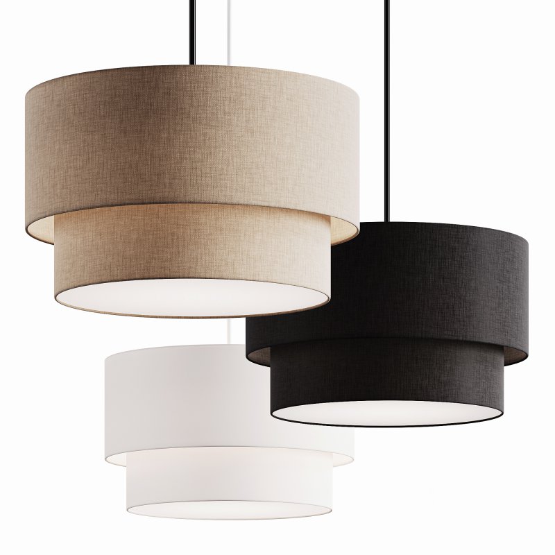 Modern Suspension Dual Drum Fabric Light Image 1