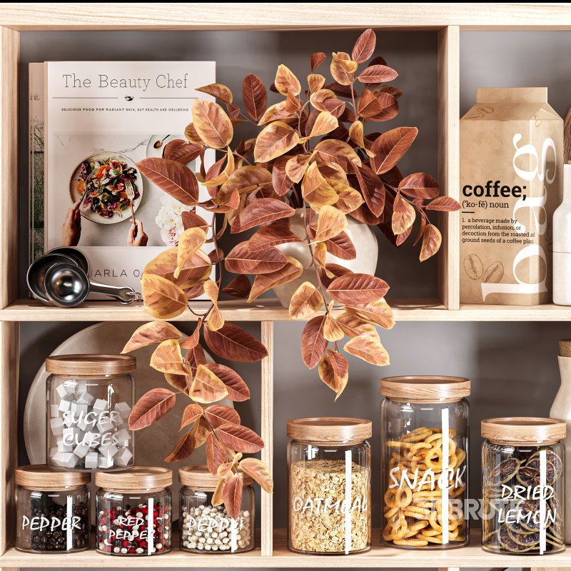 Modern Wooden Kitchen Shelf with Accessories 20 Image 2