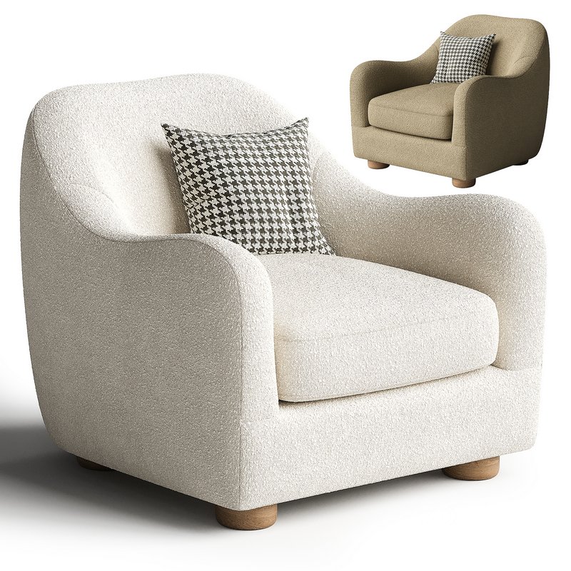 BACIO CREAM BOUCLE LOUNGE CHAIR Image 1