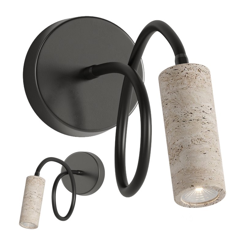 Traditional Japanese Cylinder Strip Iron Travertine 1-Light Image 2