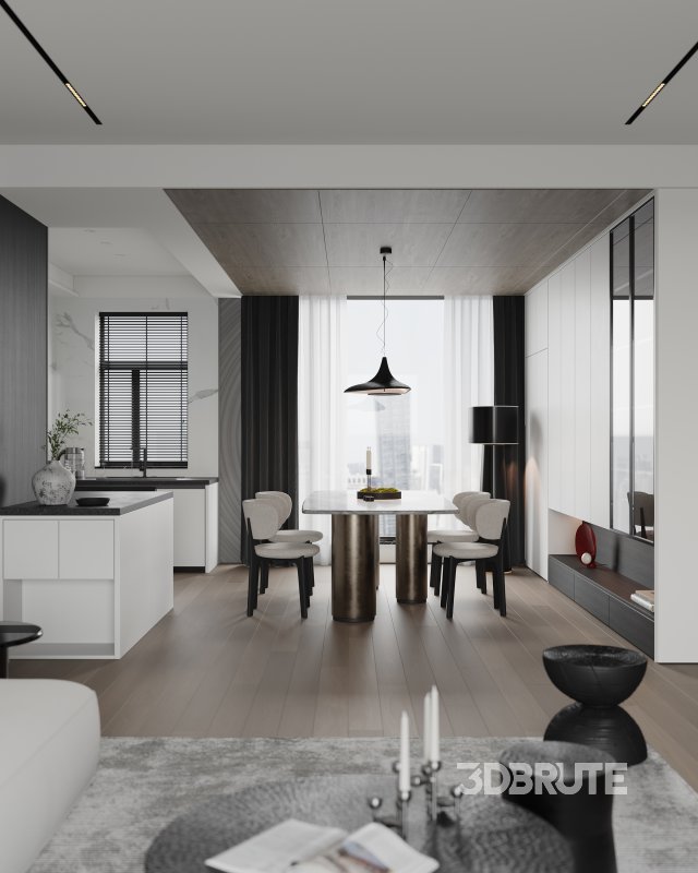 Living Room Dining Room Kitchen Image 1