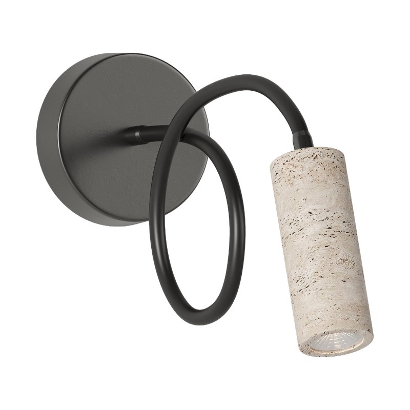 Traditional Japanese Cylinder Strip Iron Travertine 1-Light Image 4