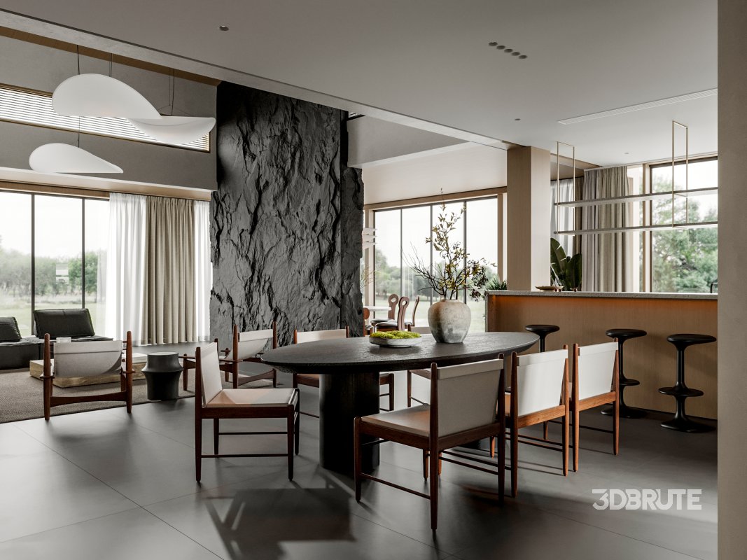 Living Room Dining Room Office Image 6