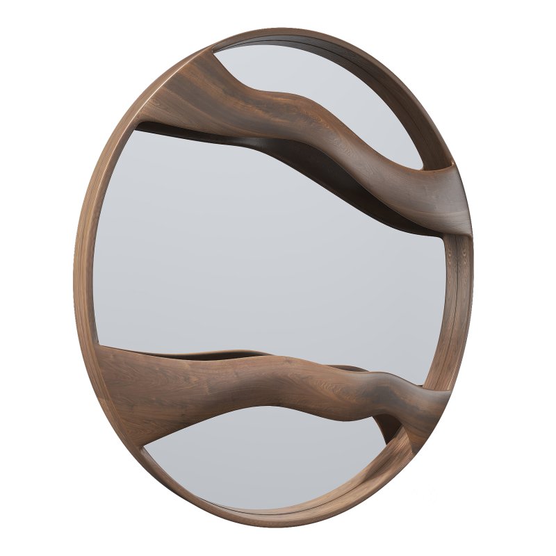 Walnut Wood Mirror Wall Decor Image 2