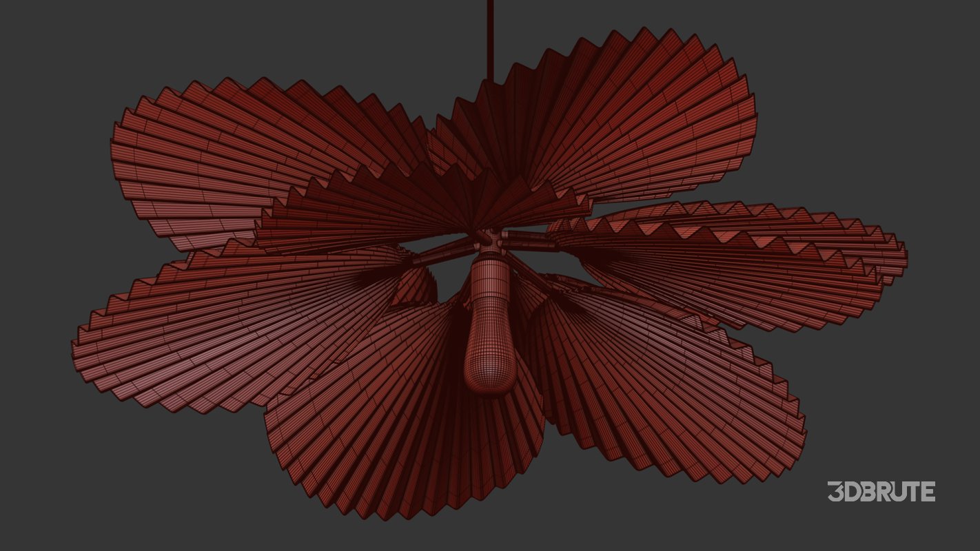 Brown Pleated Flower Palm Leaf Pendant Light Image 13