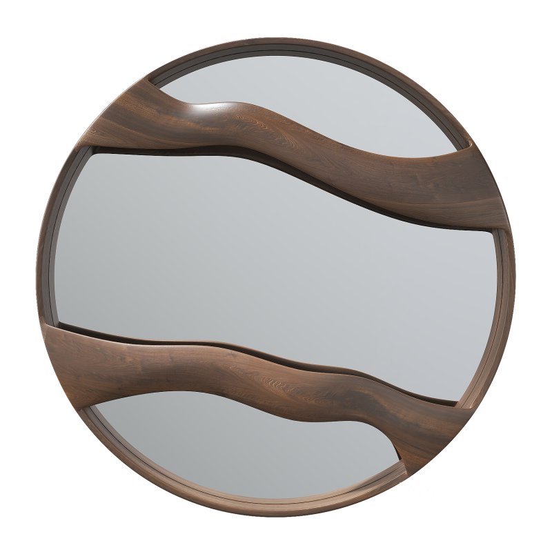 Walnut Wood Mirror Wall Decor Image 1