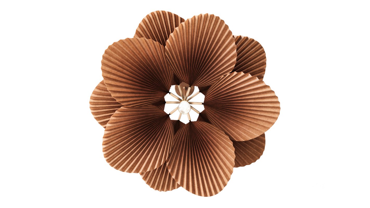 Brown Pleated Flower Palm Leaf Pendant Light Image 9