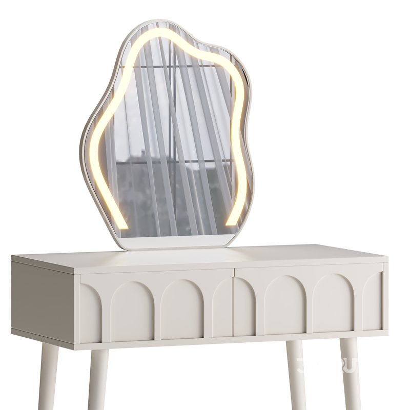 Ensemble coiffeuse avec tabouret et miroir Carmell Image 11