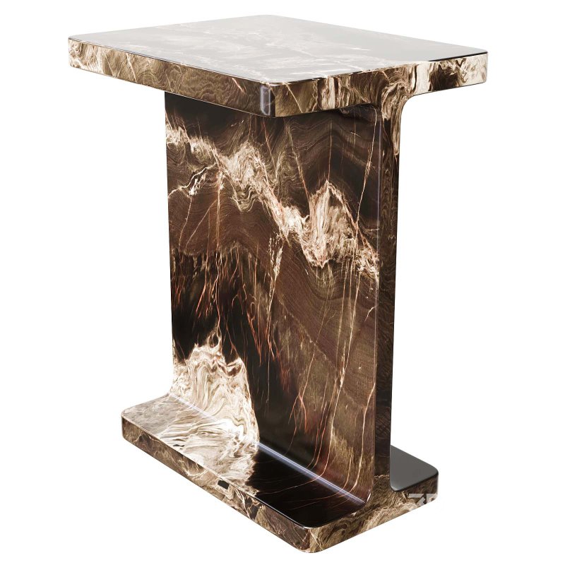 I Beam Black Marble Side Table Image 5
