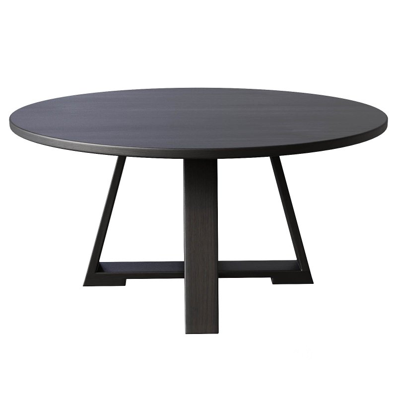 Uttermost Gidran Round Wood Rich Charcoal Black Dining Table Image 5