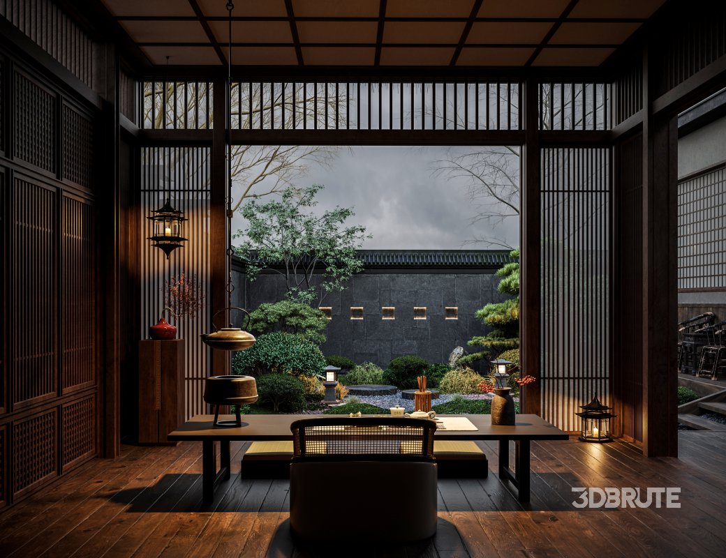 chinese courtyard tea room Image 8