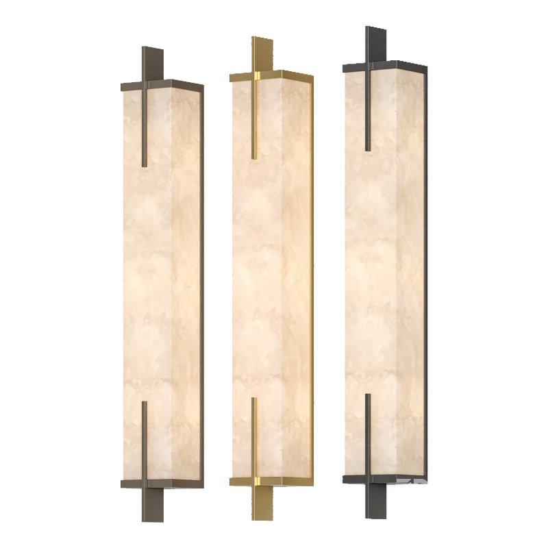 Modern Luxury Full Copper Marble Rectangle LED Wall Sconce Image 5