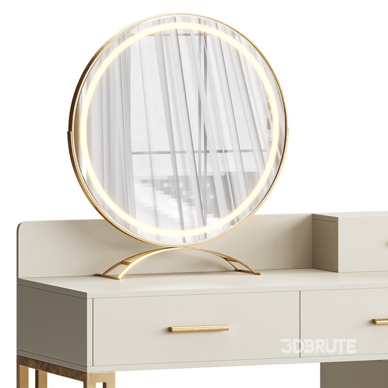 Bureau de coiffeuse avec tabouret et miroir DEL Grosmark Image 12