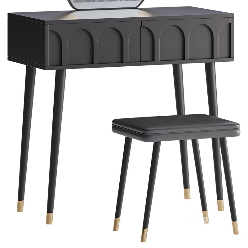 Ensemble coiffeuse avec tabouret et miroir Carmell Image 12