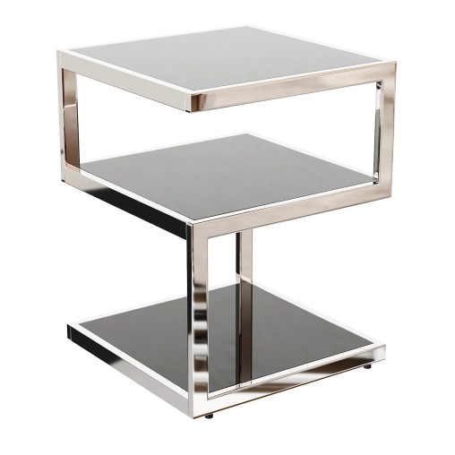 Contemporary Black Glass Side Table