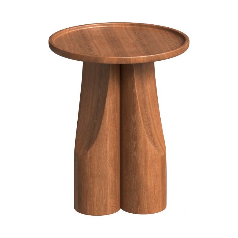 Round walnut side table Image 7