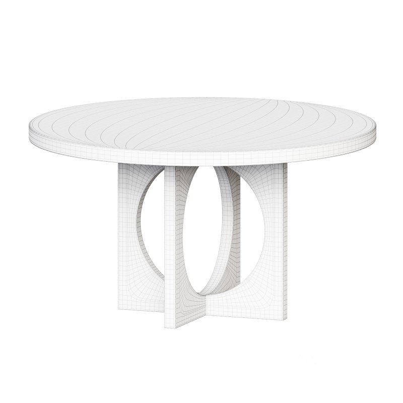 Black Wood Round Geometric Dining Table Image 3