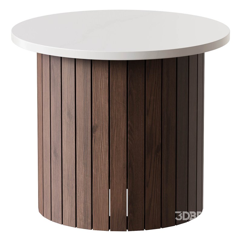 Round wooden side table Image 2